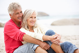 Middle-aged couple on the beach