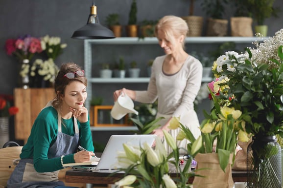Women working in a flower shop